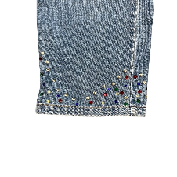 California Style Womens 8 Blue Bedazzled Denim Jeans Rhinestones Pocket Studs - Picture 8 of 12